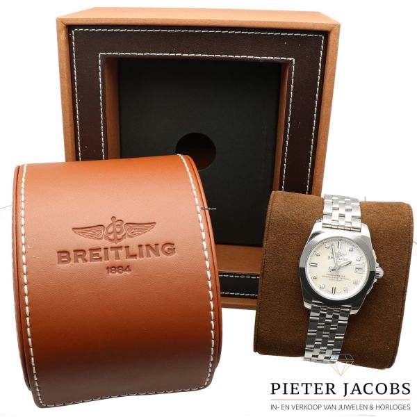Breitling Galactic 36 Sleel MOP with Diamonds