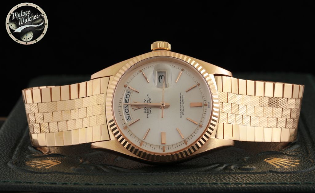Rolex Daydate ref. 1803 Oro Rosa con Raro bracciale Stuoia e COSC