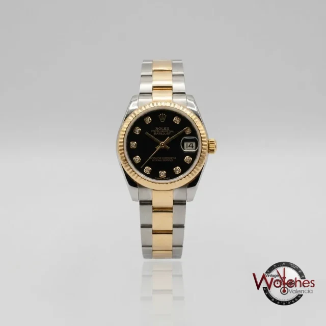 Rolex Datejust de señora (acero y oro, esfera negra con diamantes)