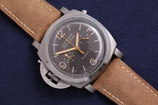 Foto 1 di 3: Panerai Luminor 1950 Chrono Monopulsante Left-Handed 8 Days Titanio (PAM 00579).