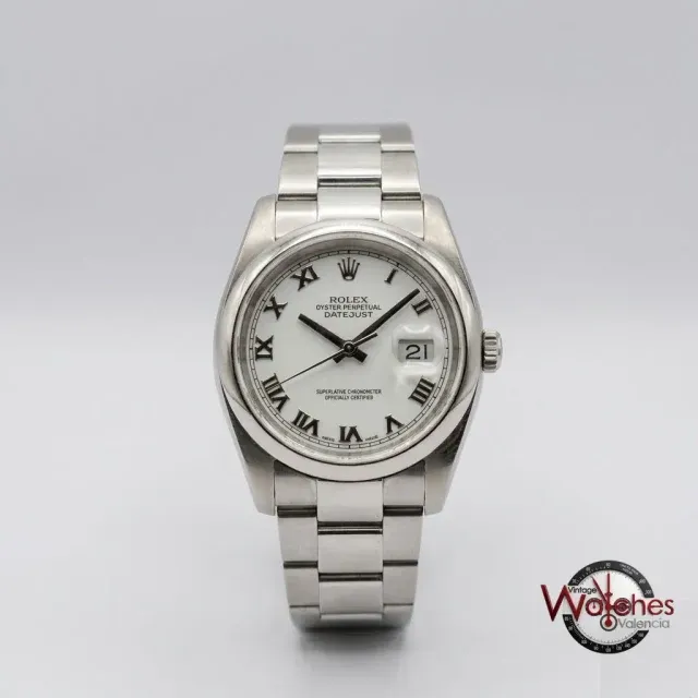Rolex Datejust (acero, esfera blanca con números romanos)